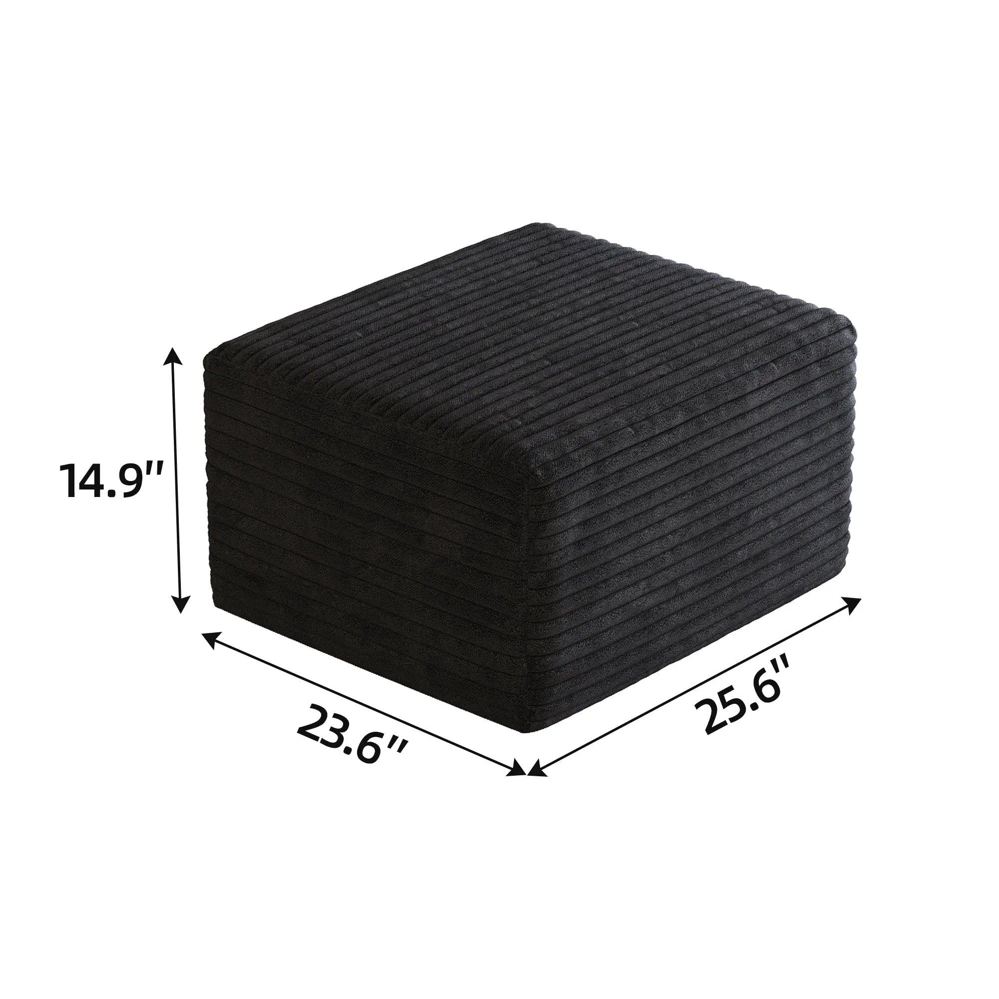 Black Plush Corduroy Sofa Ottoman - No Assembly Required by HouseOfZazla