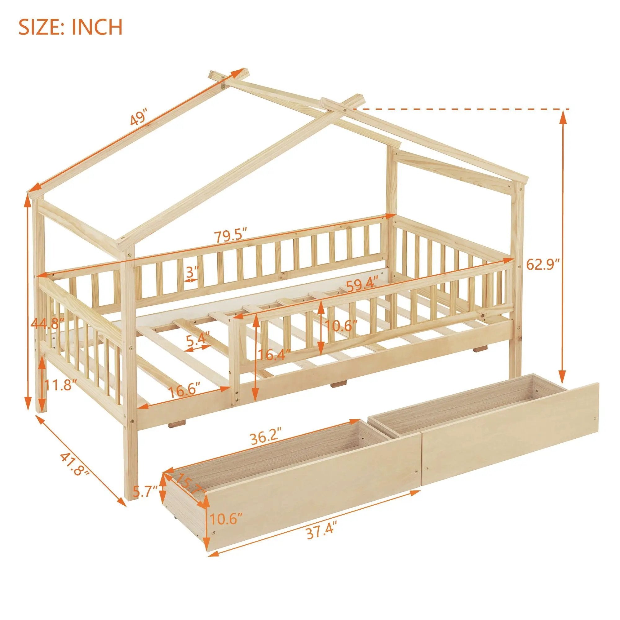 House Bed With 2 Drawers by Unique Piece Furniture