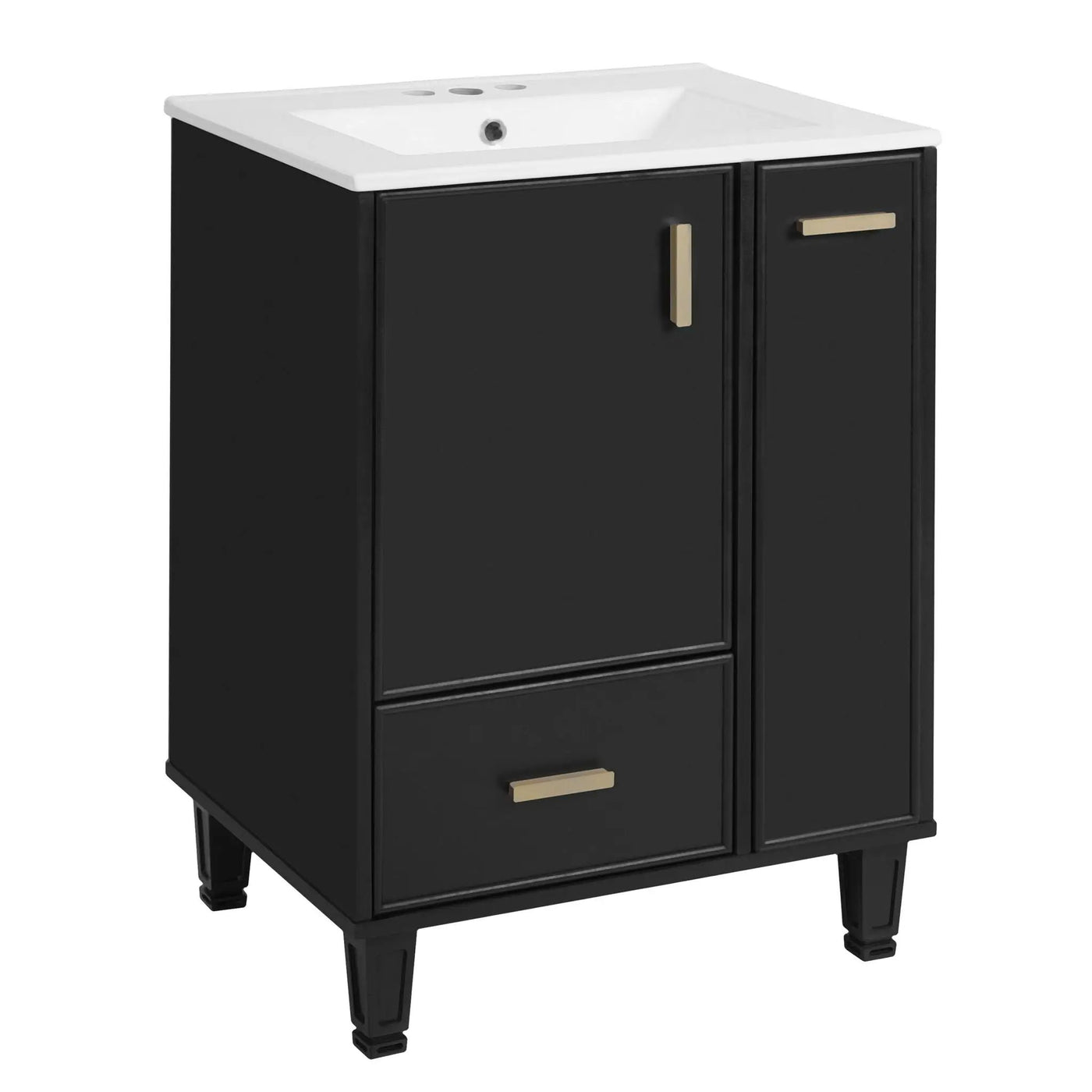 Bathroom Vanity With Sink, Deep Drawer, Door Shelf, 2 Tier Basket by HouseOfZazla