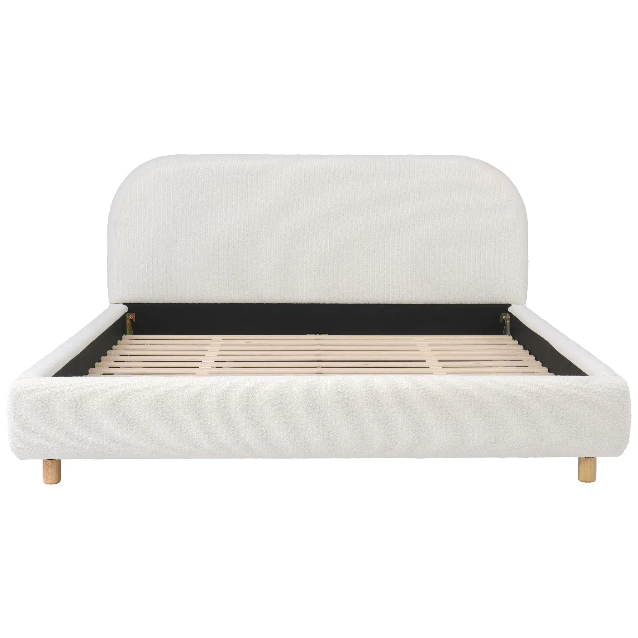 Queen Size Upholstered Bed With Boucle Fabric by HouseOfZazla