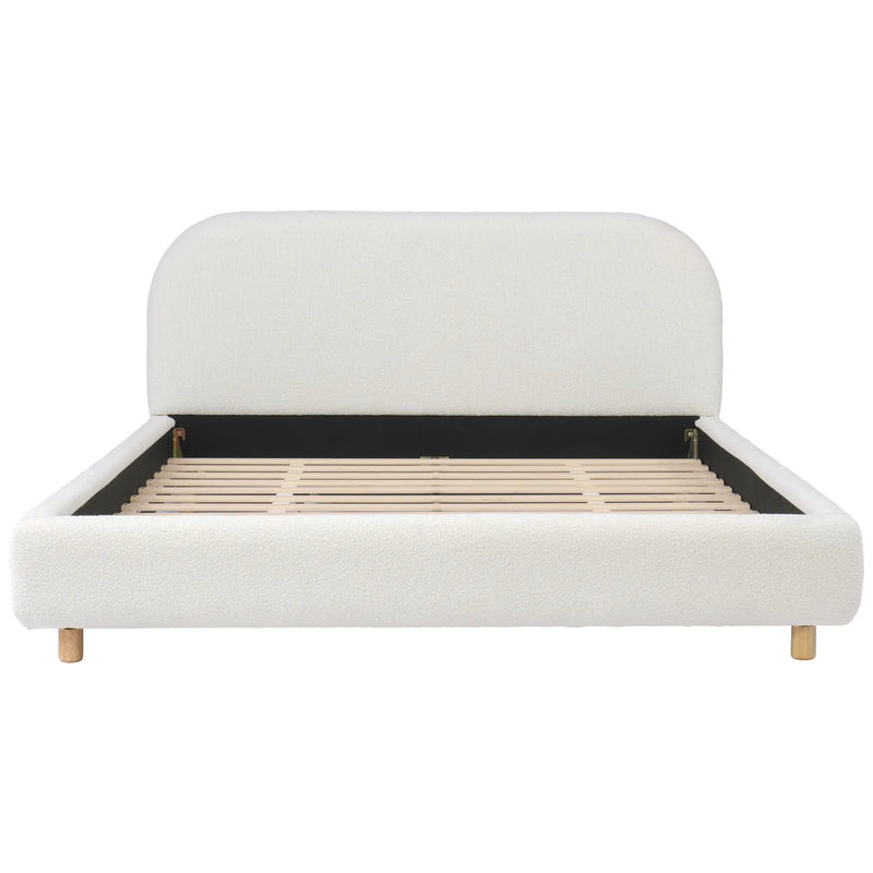 Queen Size Upholstered Bed With Boucle Fabric by HouseOfZazla