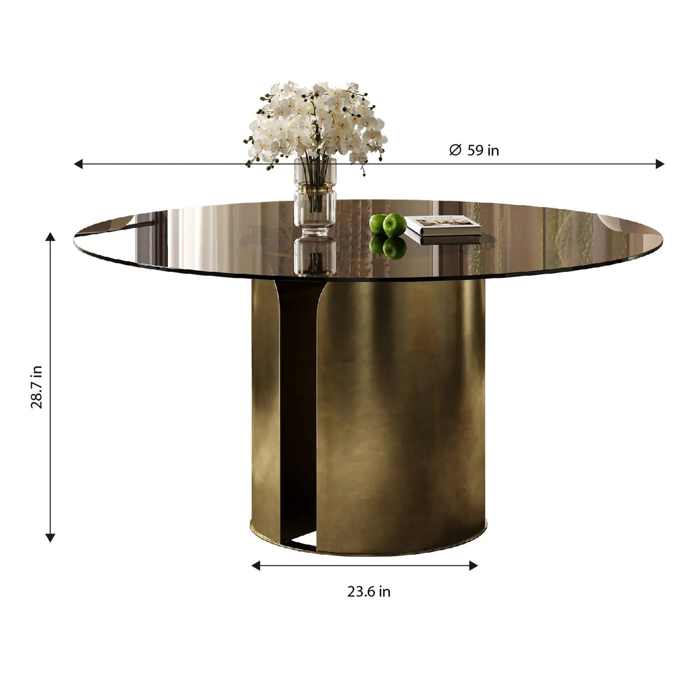Modern Round Dining Table Set With Glass Top And Steel Legs by HouseOfZazla
