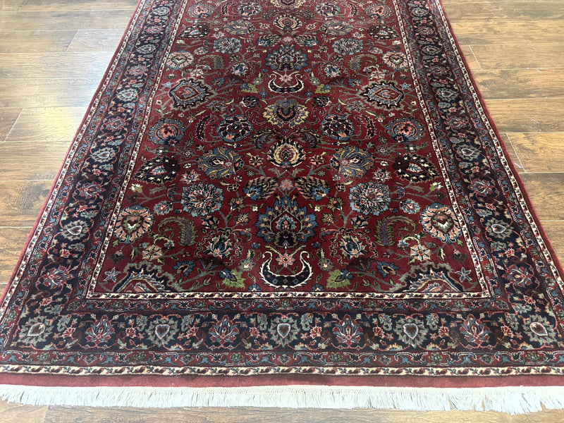 Indo Persian Rug 5x7, Vintage Traditional Floral Carpet, Burgundy and Navy Blue by Jewel Rugs