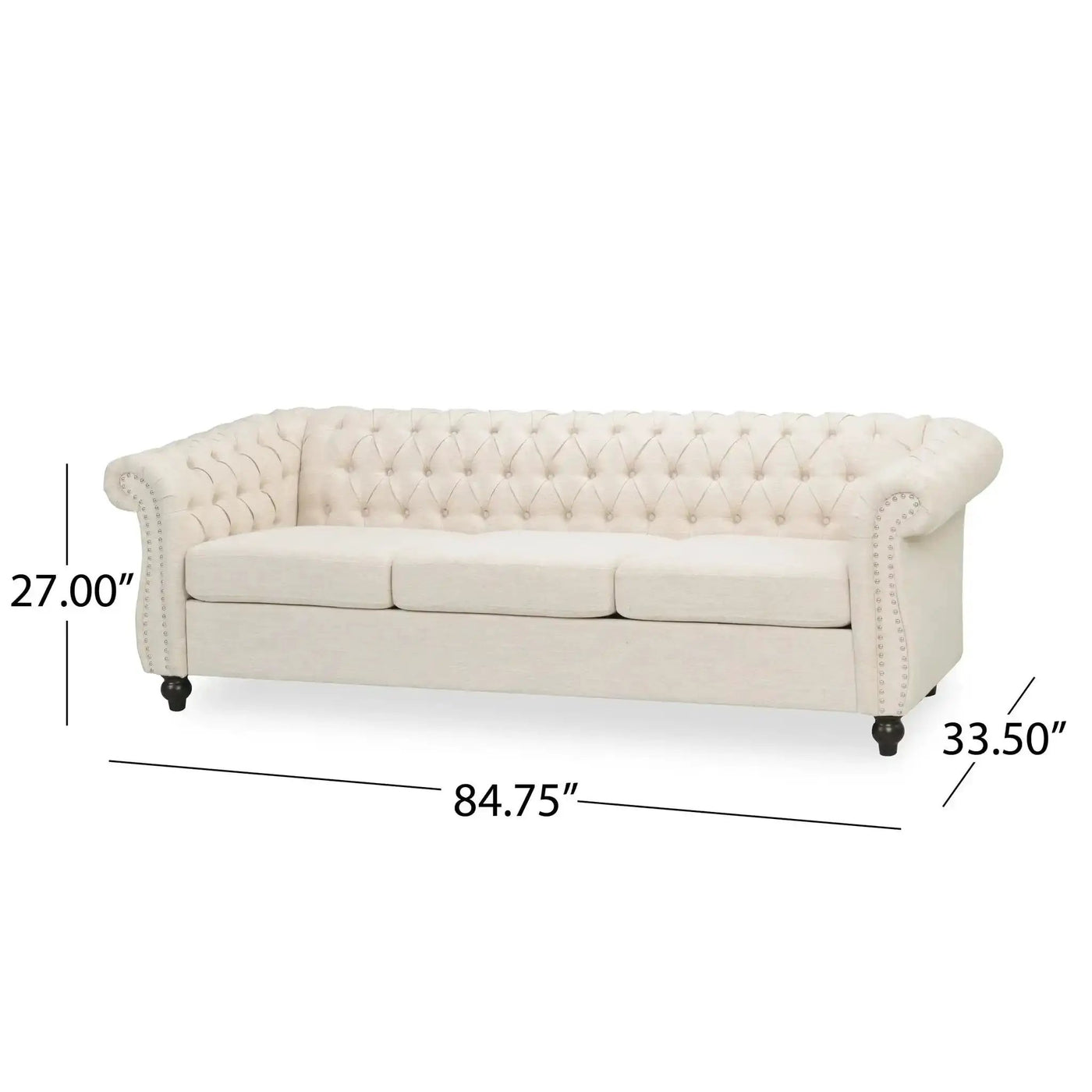 Chesterfield Style 3 Seater Sofa With Deep Button Tufting by HouseOfZazla