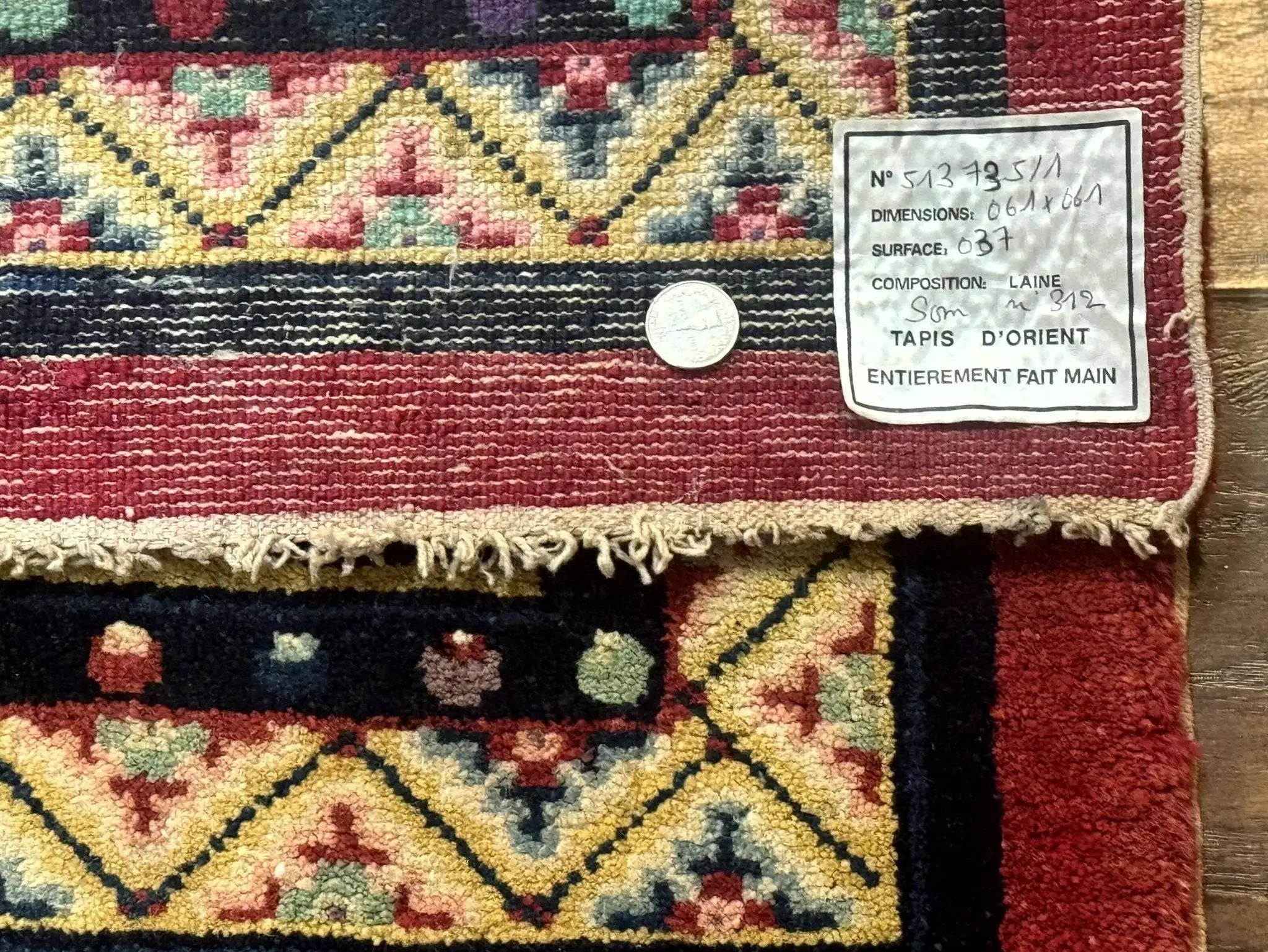 Antique Small Chiense Square Rug 2x2 ft, Wool Chinese Rug by Jewel Rugs