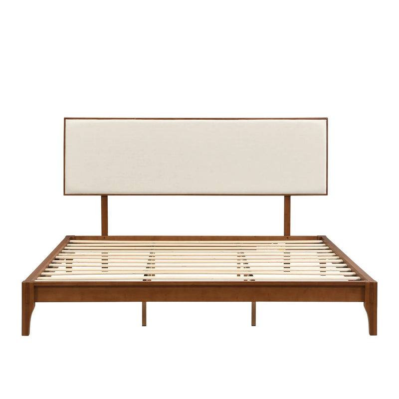 King Size Solid Dry Bamboo Wood 12" Platform Bed With Adjustable Bamboo Headboard - Brown