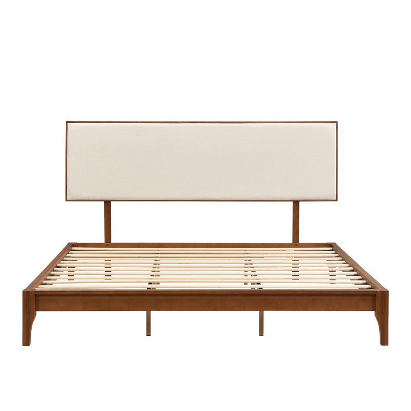 King Size Solid Dry Bamboo Platform Bed with Adjustable Headboard - Brown, photo 2 of 6