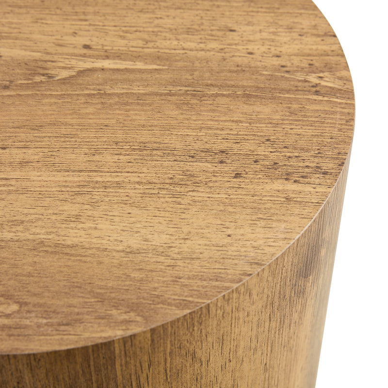 Modern Minimalist Set of Two Wood color Cylinder Coffee Tables by BLAKHOM
