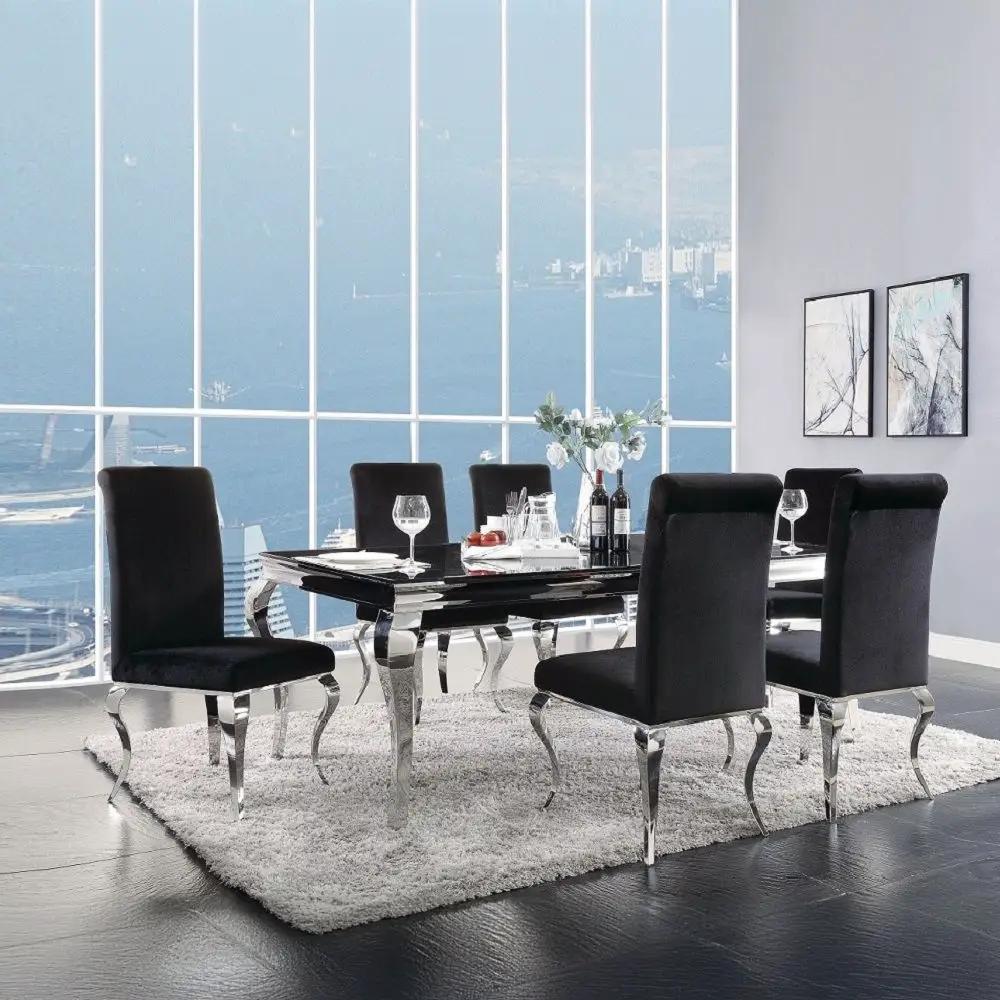Fabiola - Side Chair (Set of 2) - Black Fabric & Stainless Steel by Unique Piece Furniture