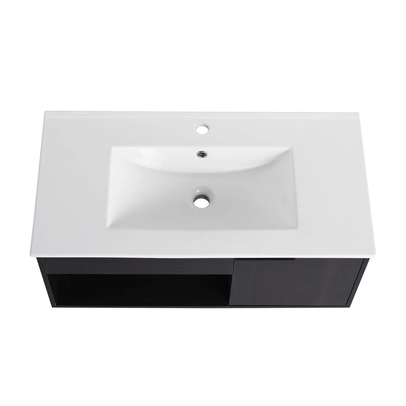 Wall Mounted Floating Bathroom Vanity With Open Shelf & Soft Close Door by HouseOfZazla