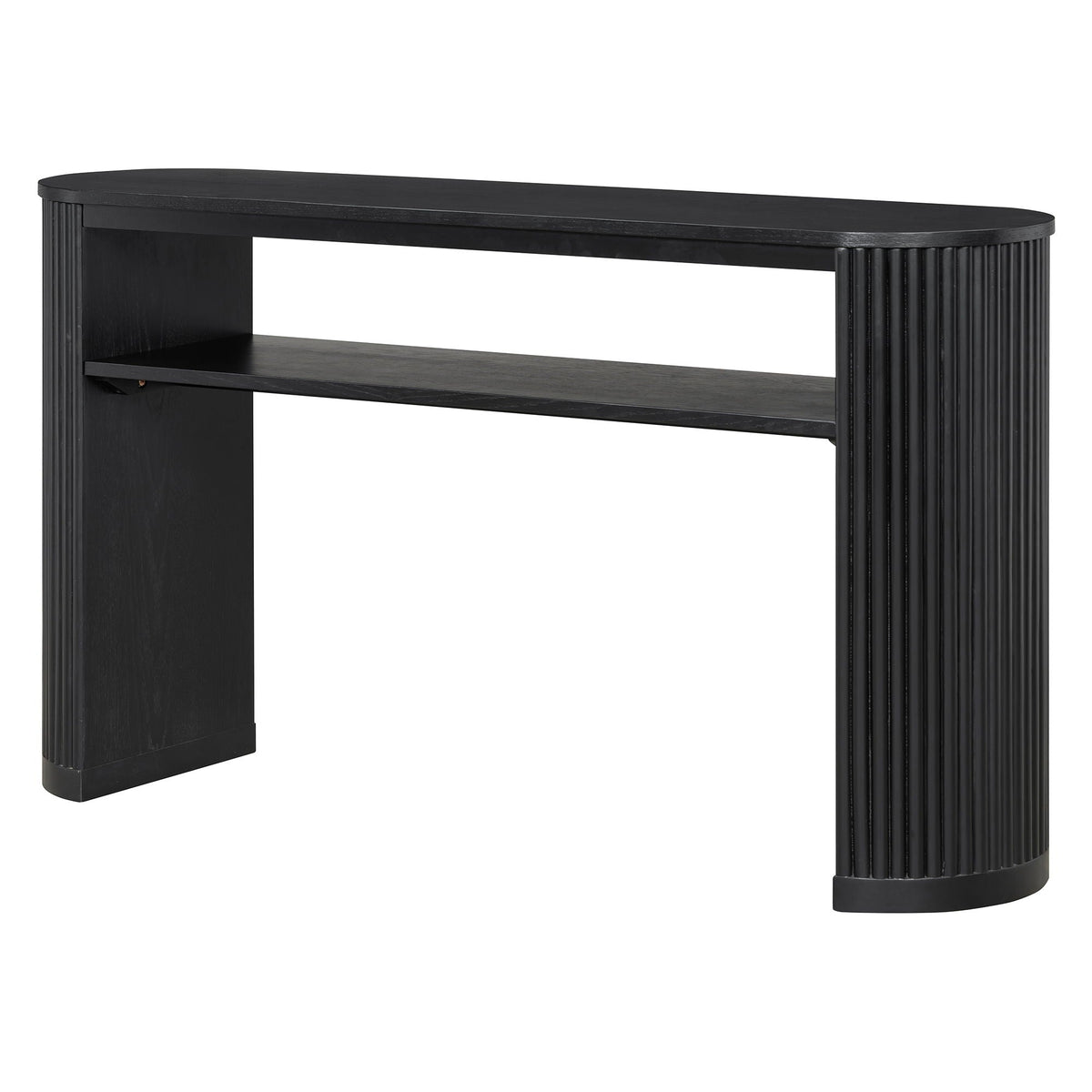 Console Table With Fluted Legs and Open Shelf - Available in Black, Light Brown, Dark Brown