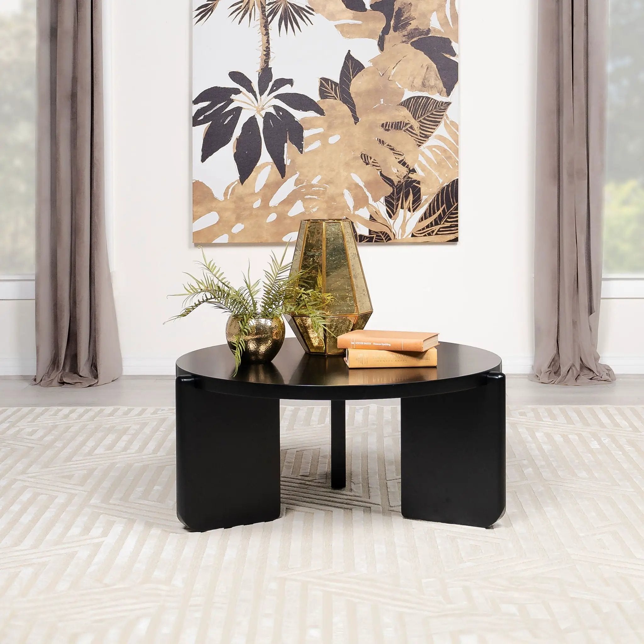 Cordova Round Solid Wood Coffee Table Black by Unique Piece Furniture