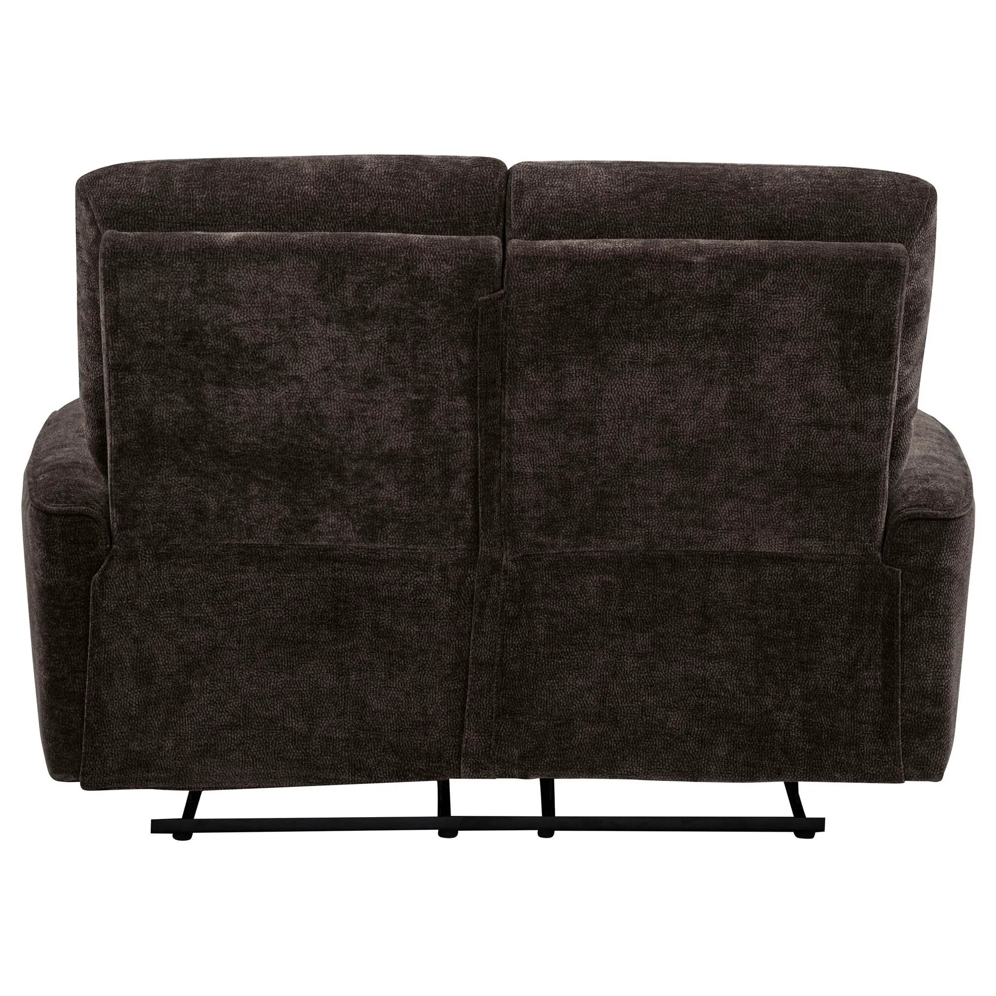Navarro Chenille Upholstered Reclining Loveseat Dark Brown by Unique Piece Furniture