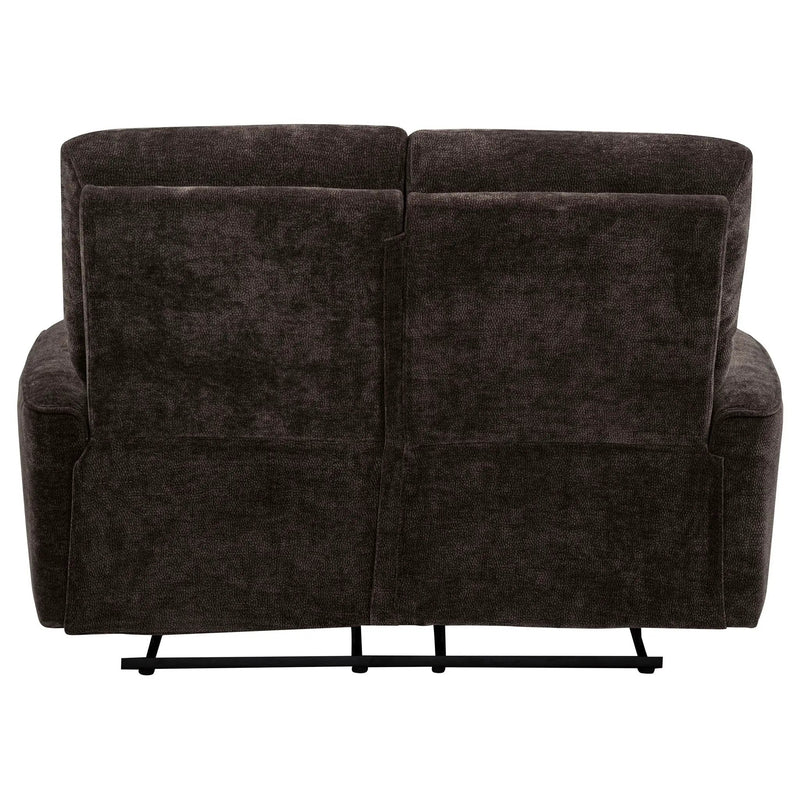 Navarro Chenille Upholstered Reclining Loveseat Dark Brown by Unique Piece Furniture