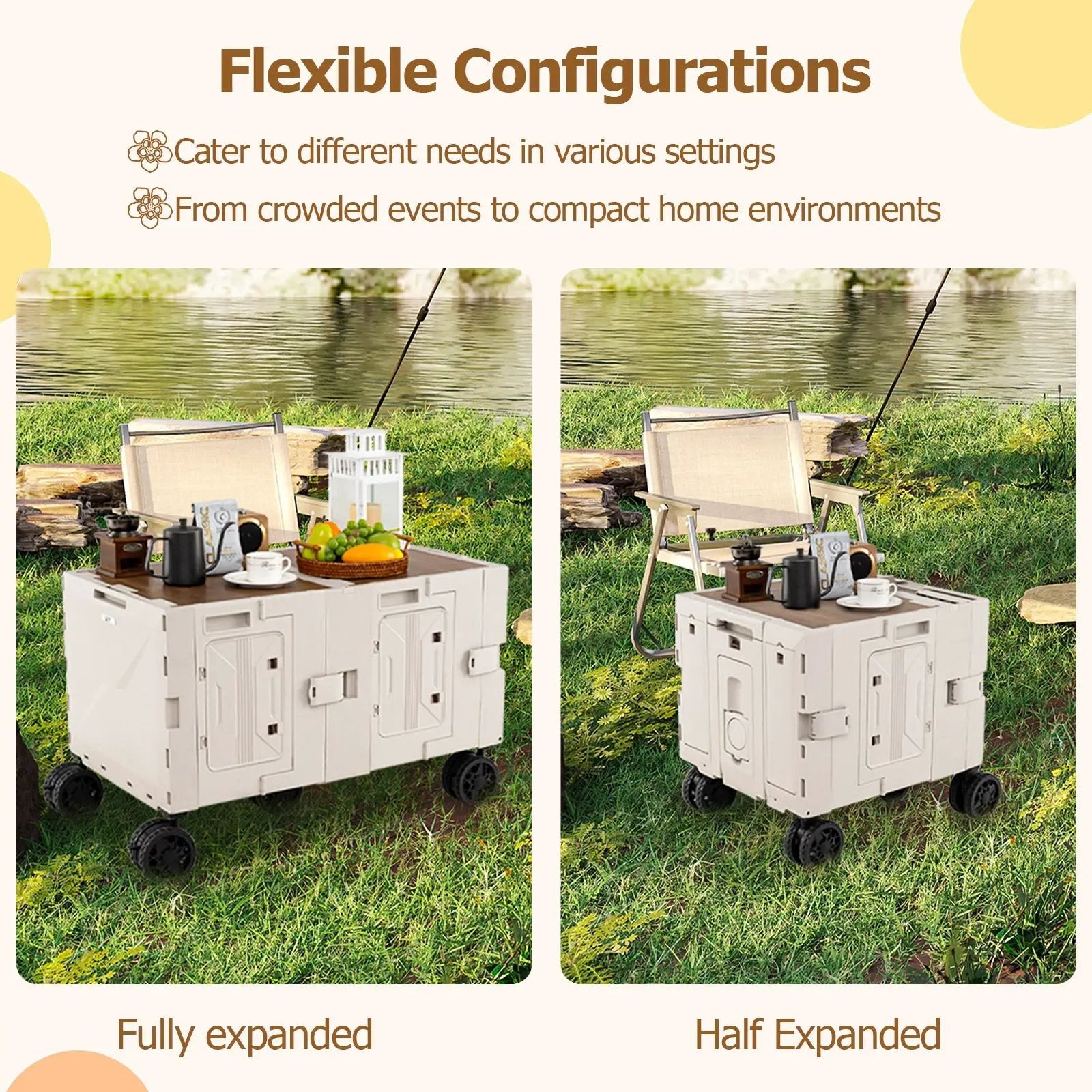Large Foldable Utility Cart with 2-Tier Storage Crates and Telescoping Handle by DirectDeals