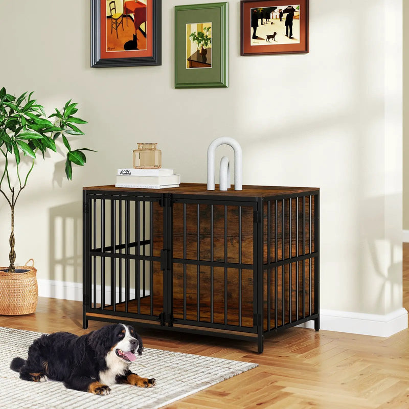 40 Inch Dog Crate Furniture Dog Kennel with Dual Lockable Double Doors by DirectDeals