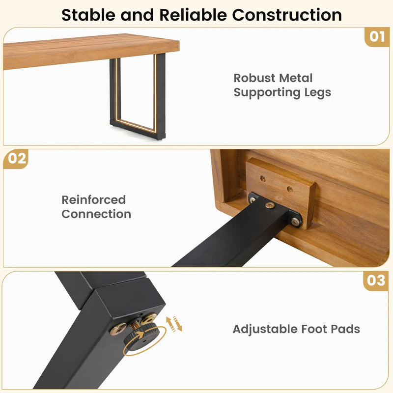 Acacia Wood Outdoor Bench 48 Inch Long Patio Dining Bench by DirectDeals
