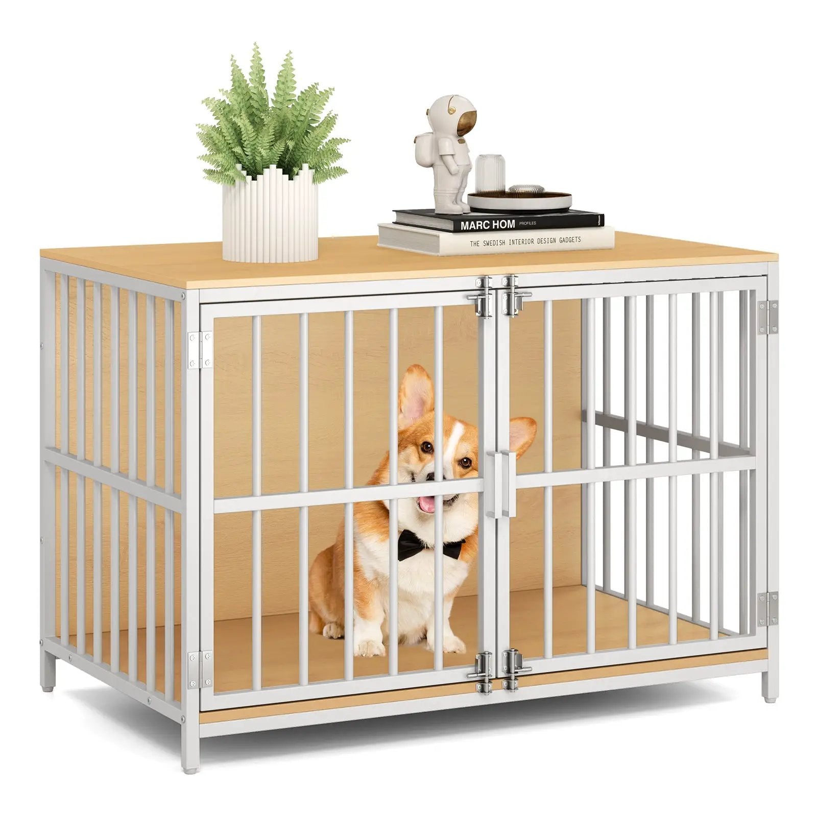 40 Inch Dog Crate Furniture Dog Kennel with Dual Lockable Double Doors by DirectDeals