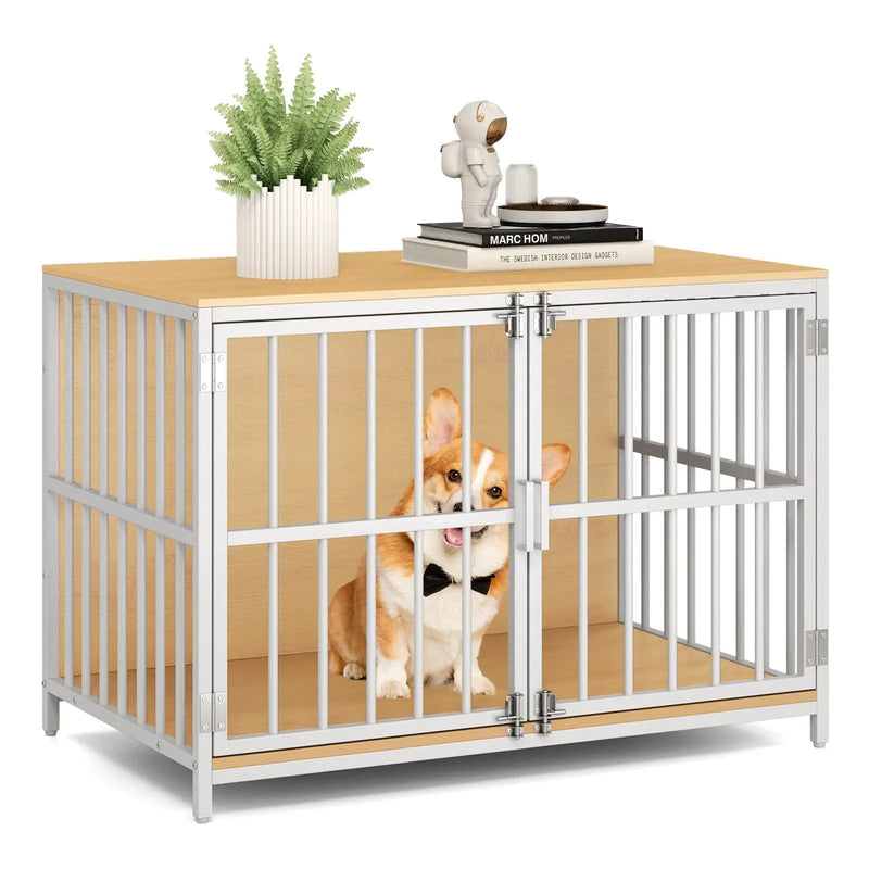 40 Inch Dog Crate Furniture Dog Kennel with Dual Lockable Double Doors by DirectDeals