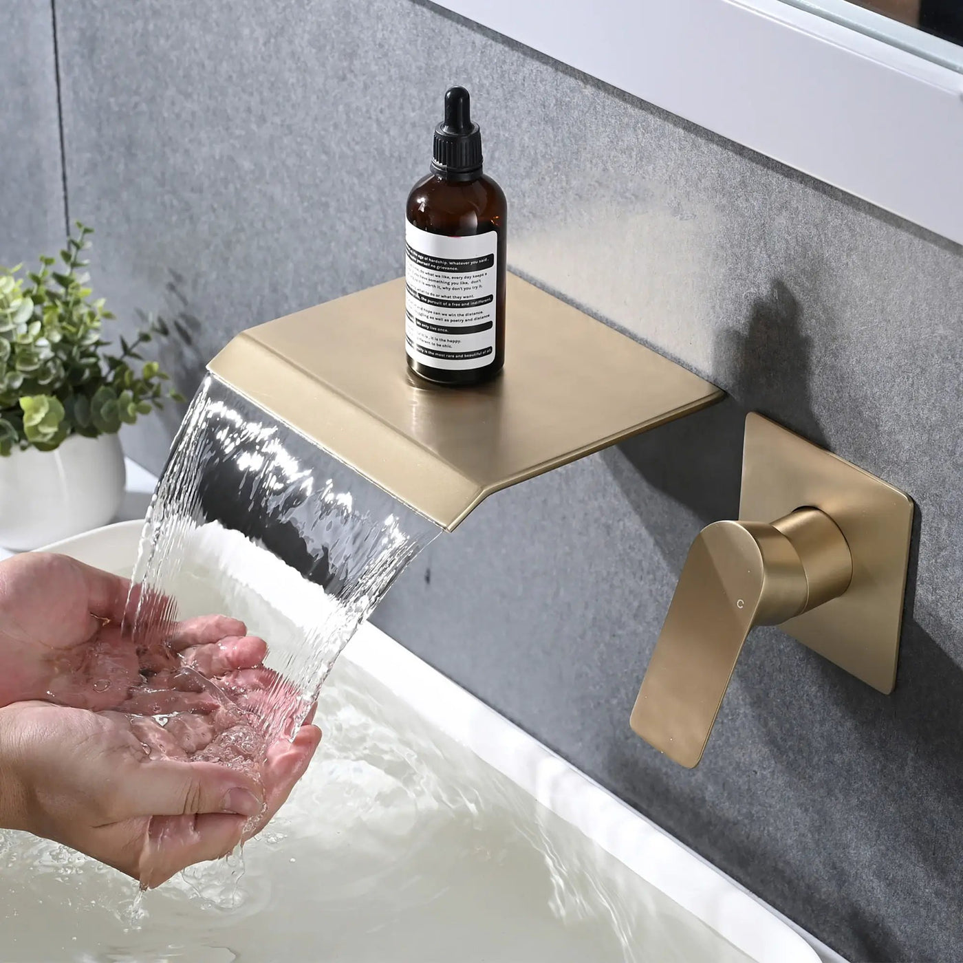 Wall Mount Bathtub Faucet With Waterfall Tub Spout And Single Handle Stainless Steel by HouseOfZazla