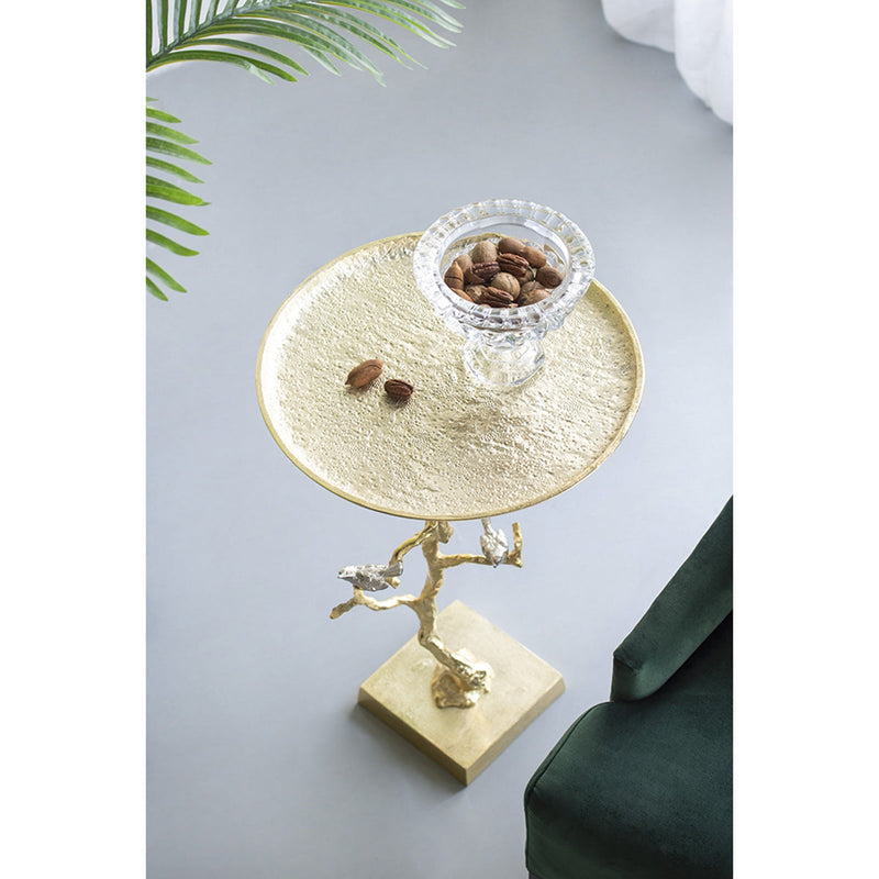 Contemporary Shiny Side Table with Tree Branch Design - Gold, photo 7 of 10