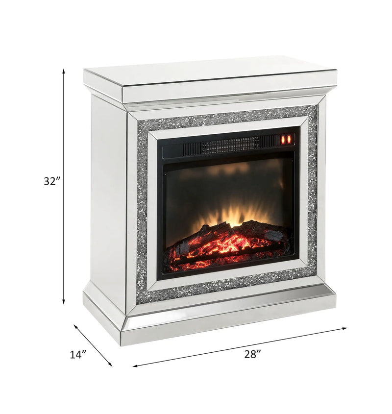 Noralie - 28" Fireplace - Mirrored & Faux Diamonds by Unique Piece Furniture