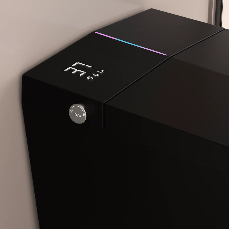Black Square Smart Toilet with Built-In Tank and Remote Control by HouseOfZazla