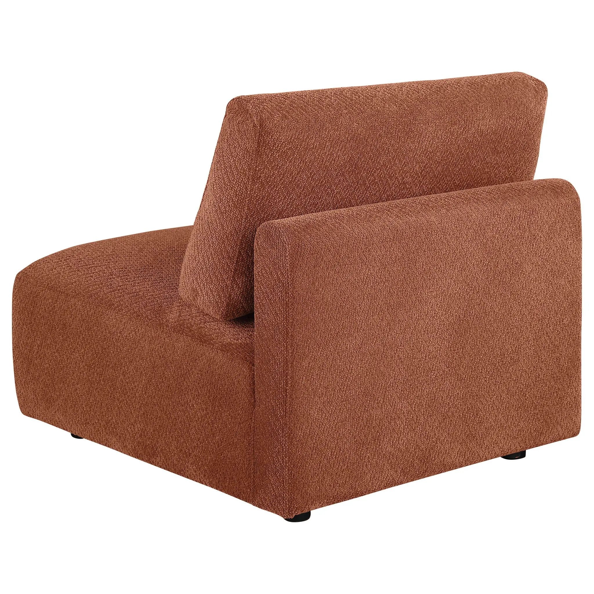 Elysia Chenille Upholstered Modular Armless Chair Coral by Unique Piece Furniture