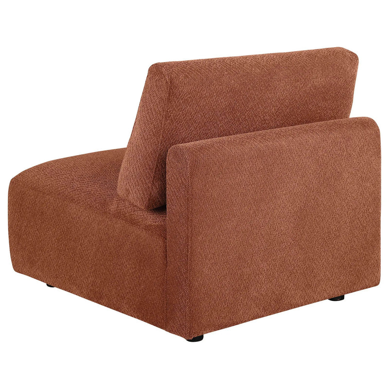 Elysia Chenille Upholstered Modular Armless Chair Coral by Unique Piece Furniture