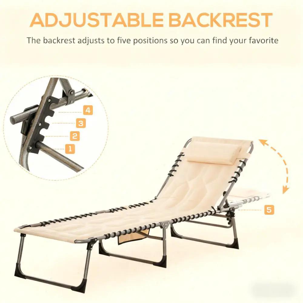 Outdoor Reclining Camping Tanning Chair with Headrest by HouseOfZazla