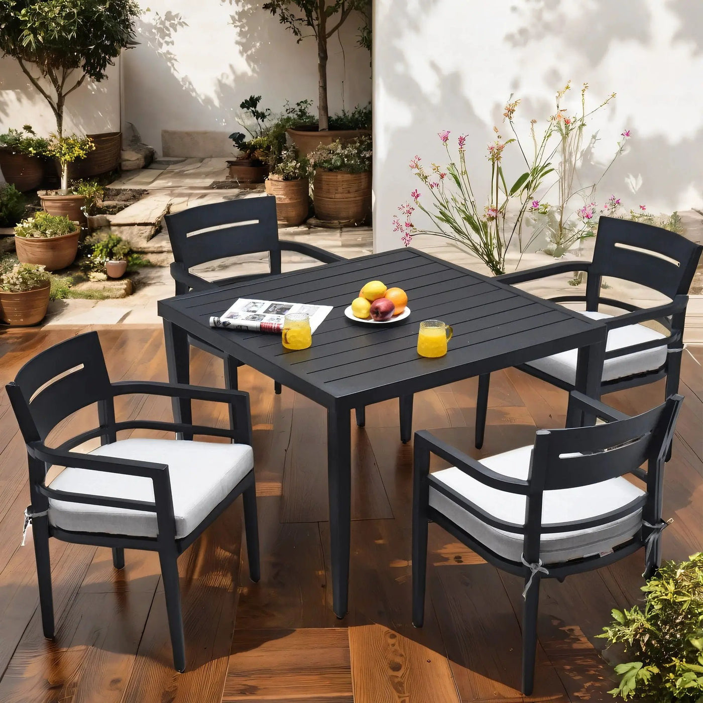 Outdoor Patio Dining Table With Tapered Feet & Umbrella Hole by HouseOfZazla