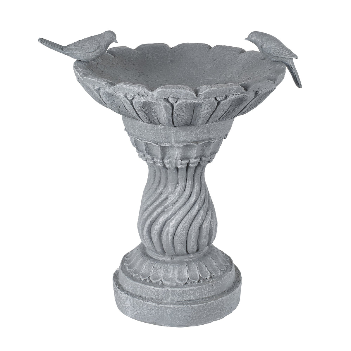 Magnesium Oxide Garden Bird Bath Statue with Vintage Pedestal - Grey, photo 6 of 10