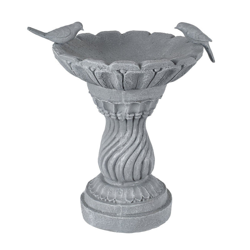 Magnesium Oxide Garden Bird Bath Statue with Vintage Pedestal - Grey, photo 6 of 10