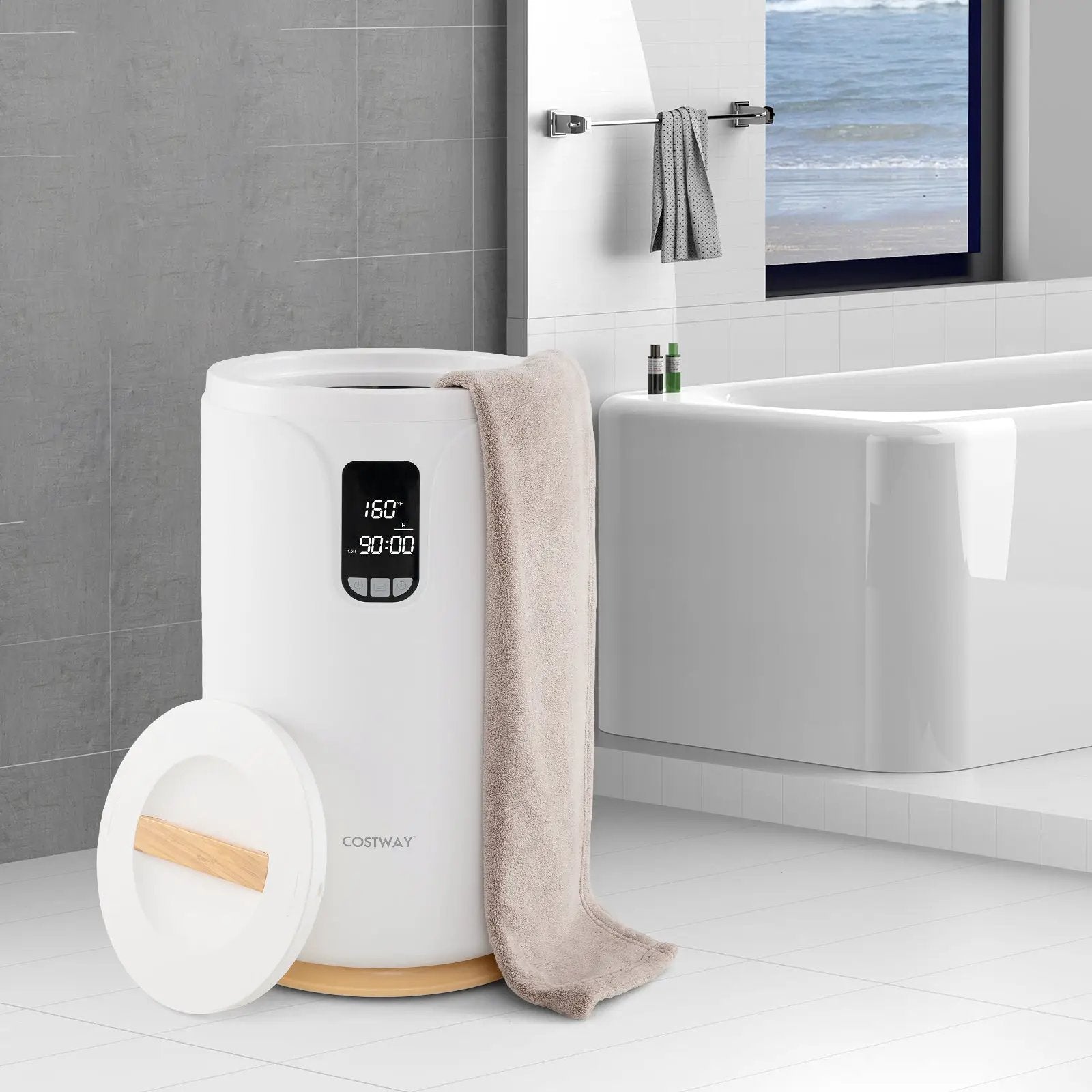 20L Hot Towel Warmer Bucket with 30/60/90 Min Heating Time-White by DirectDeals