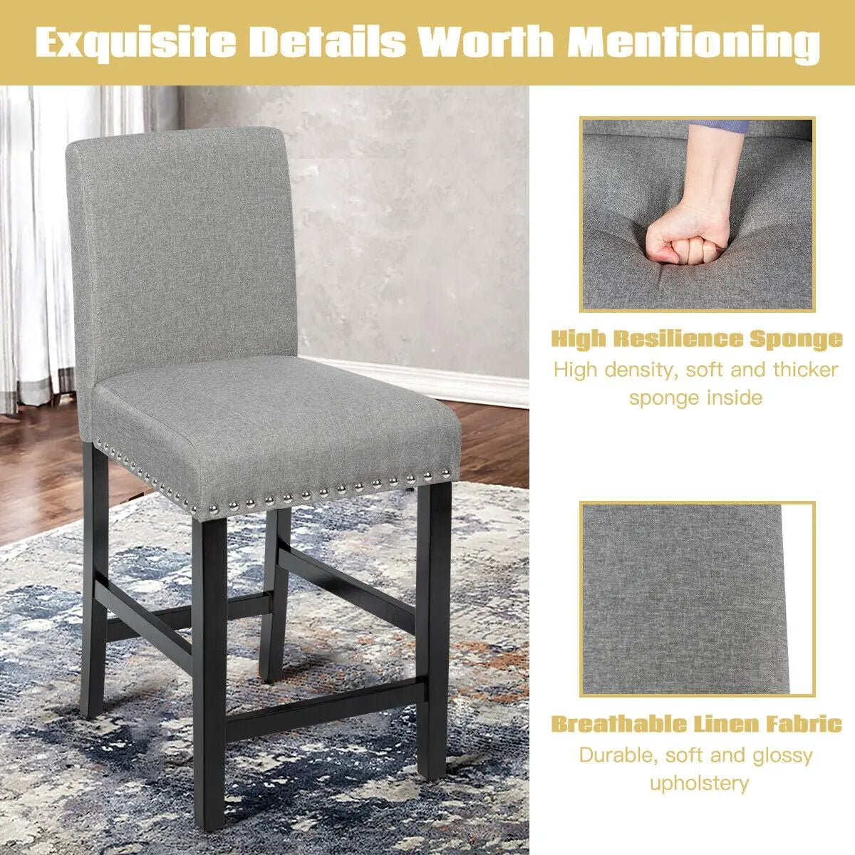 25 Inch Kitchen Chairs w/ Rubber Wood Legs by DirectDeals