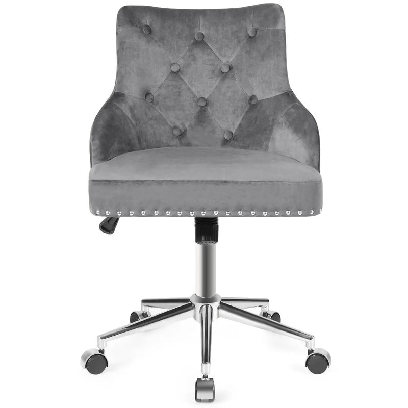 Tufted Upholstered Swivel Computer Desk Chair with Nailed Tri by DirectDeals