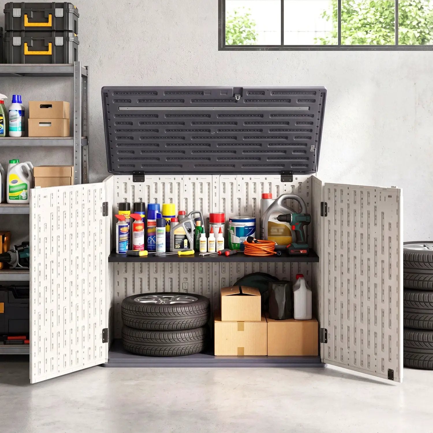 20 Cu.Ft Horizontal Resin Storage Shed with Adjustable Shelf by DirectDeals