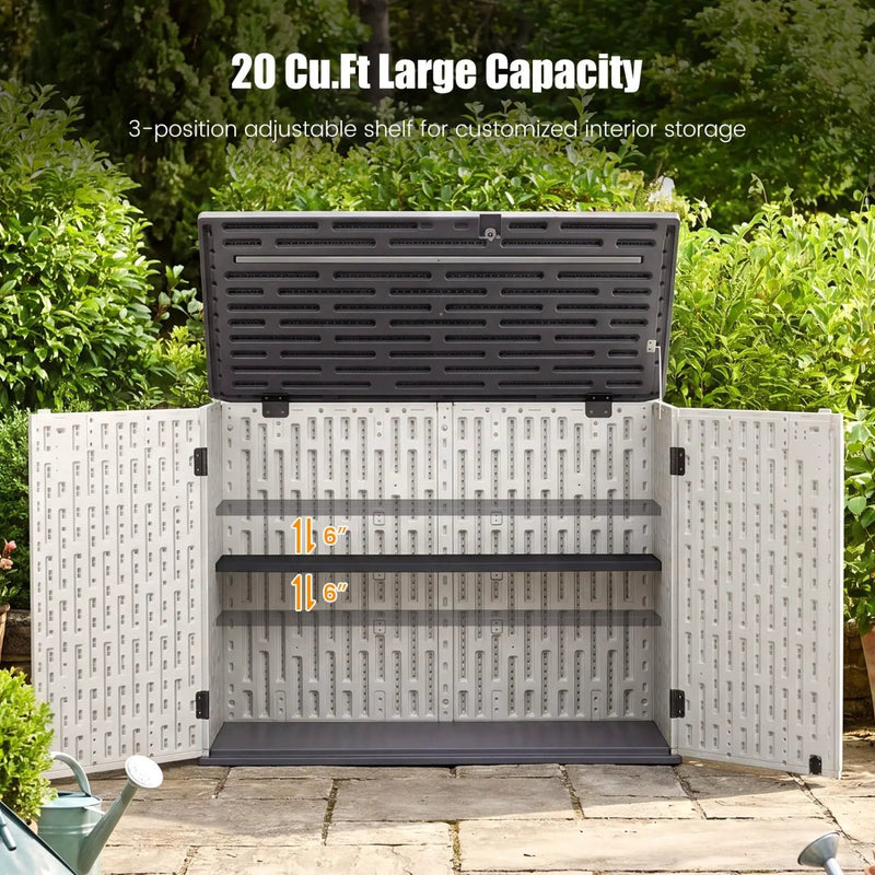 20 Cu.Ft Horizontal Resin Storage Shed with Adjustable Shelf by DirectDeals