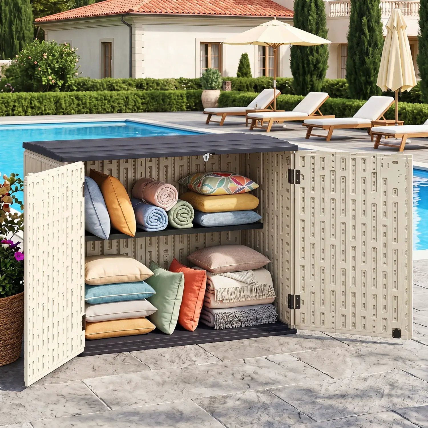 20 Cu.Ft Horizontal Resin Storage Shed with Adjustable Shelf by DirectDeals