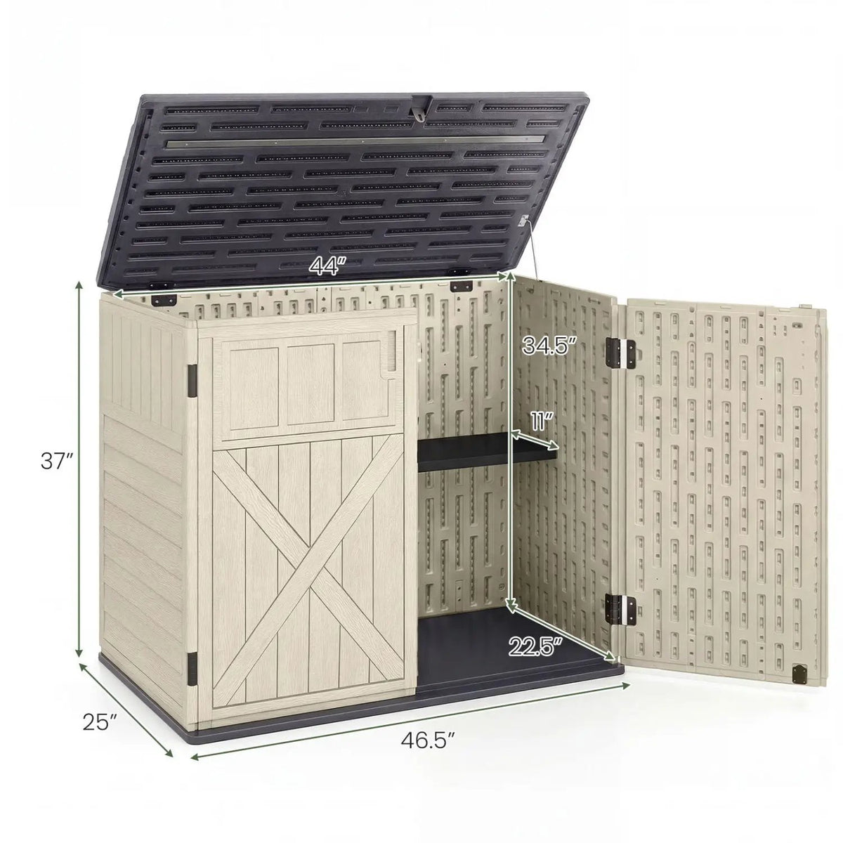 20 Cu.Ft Horizontal Resin Storage Shed with Adjustable Shelf by DirectDeals