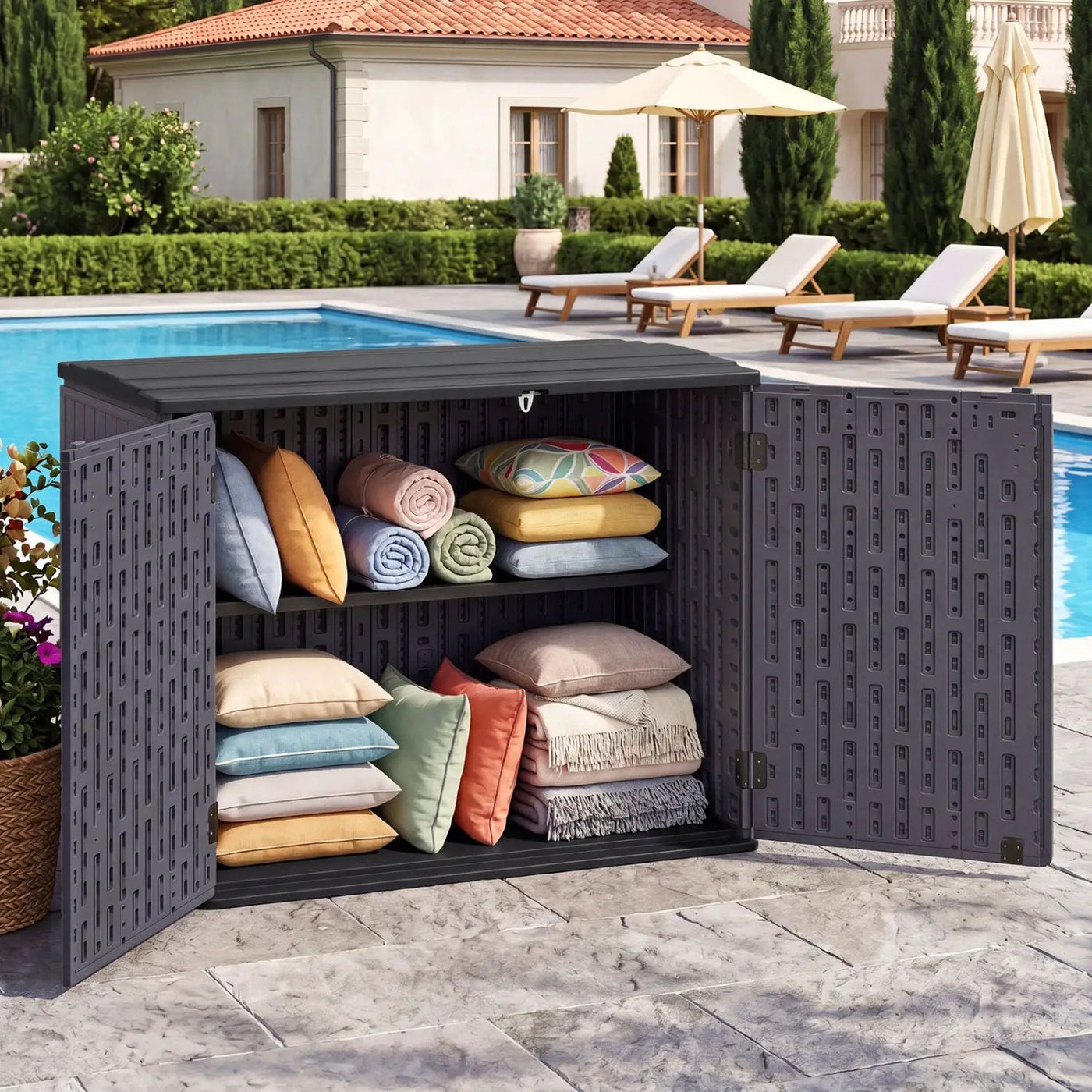 20 Cu.Ft Horizontal Resin Storage Shed with Adjustable Shelf by DirectDeals
