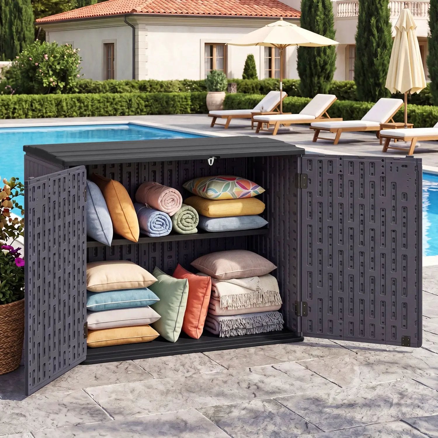 20 Cu.Ft Horizontal Resin Storage Shed with Adjustable Shelf by DirectDeals
