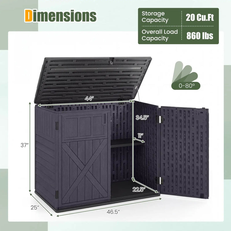 20 Cu.Ft Horizontal Resin Storage Shed with Adjustable Shelf by DirectDeals
