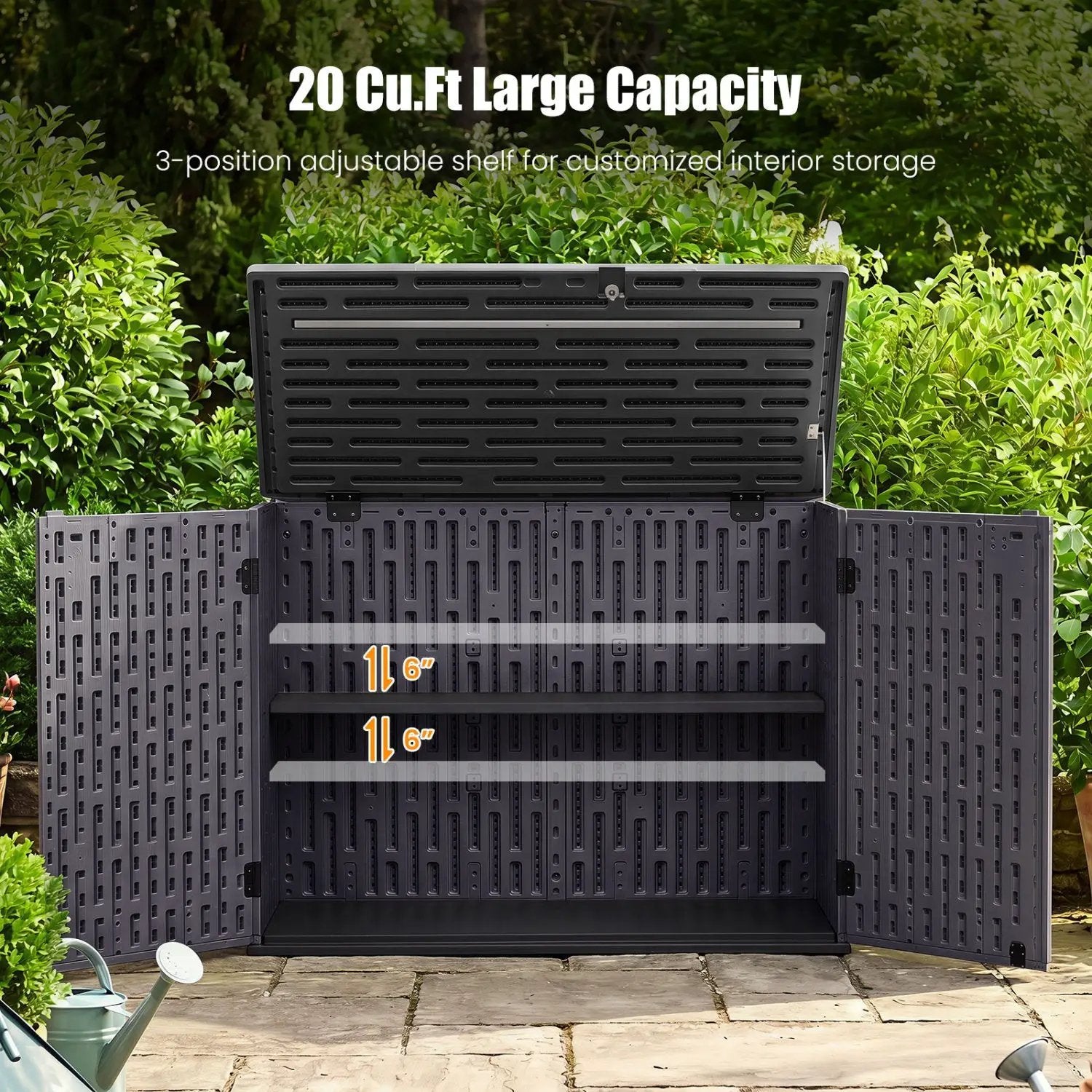 20 Cu.Ft Horizontal Resin Storage Shed with Adjustable Shelf by DirectDeals