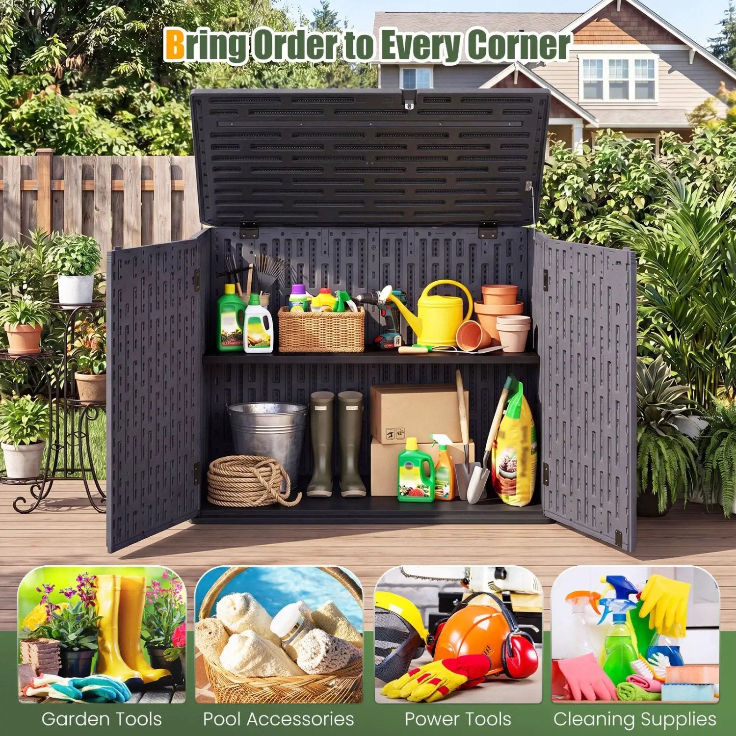 20 Cu.Ft Horizontal Resin Storage Shed with Adjustable Shelf by DirectDeals