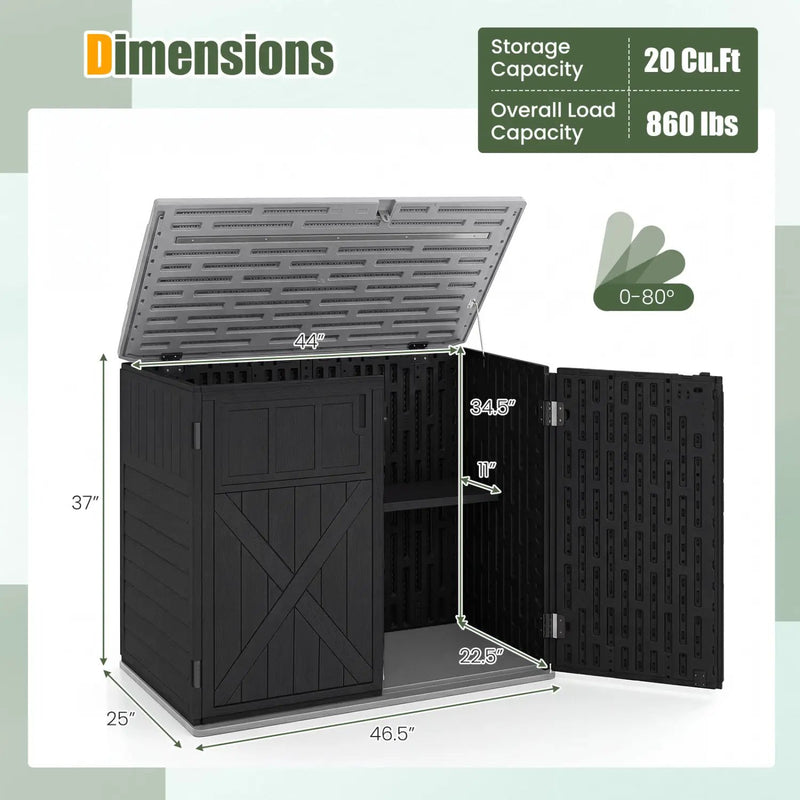 20 Cu.Ft Horizontal Resin Storage Shed with Adjustable Shelf by DirectDeals