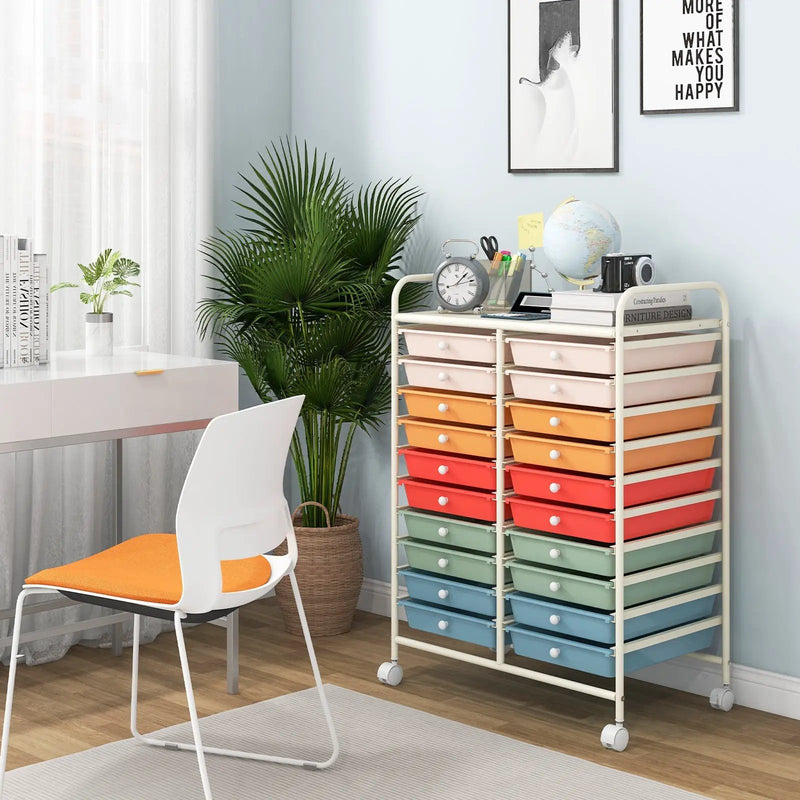 20 Drawers Rolling Storage Cart Studio Organizer-Deep Multicolor by DirectDeals