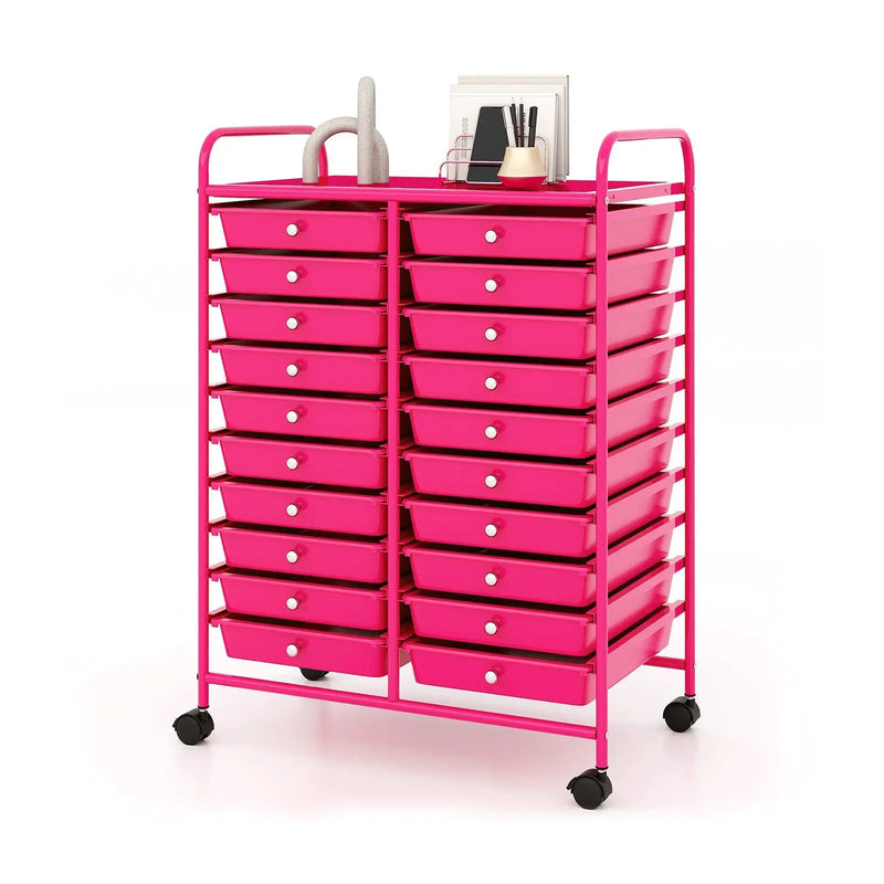 20 Removable Drawers Rolling Storage Cart Studio Organizer-Pink by DirectDeals