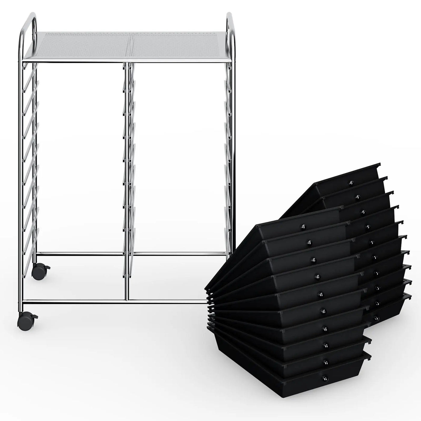 20 Drawers Storage Rolling Cart Studio Organizer-Black by DirectDeals