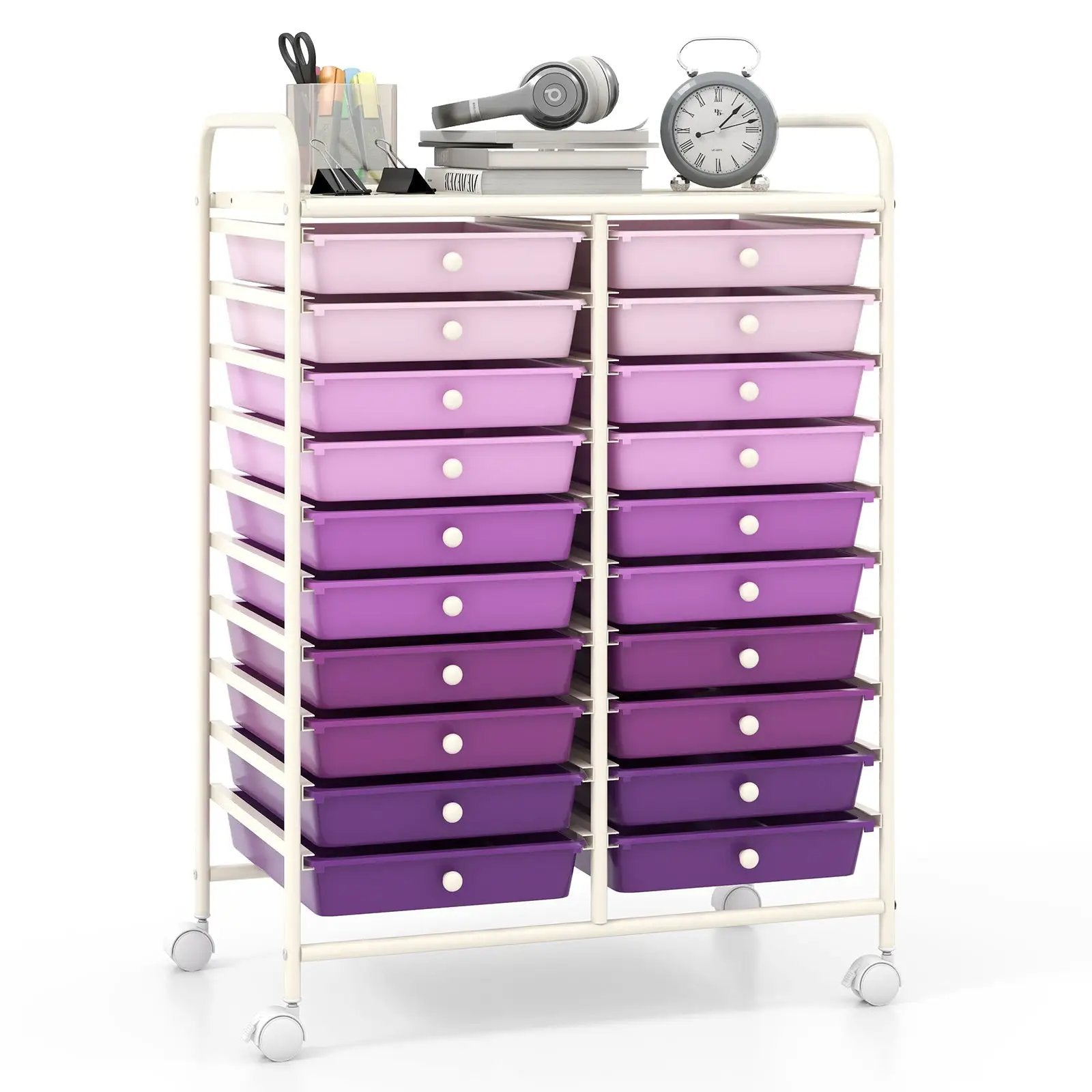 20 Drawers Rolling Storage Cart Studio Organizer-Purple by DirectDeals